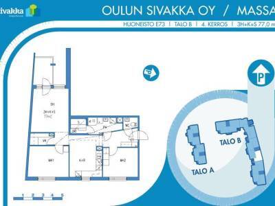 Vuokrataan Kerrostalo 3 huonetta - Oulu Toppila Paalikatu 6
