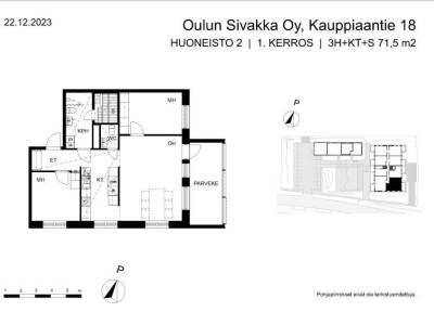 Vuokrataan Kerrostalo 3 huonetta - Oulu Oulunsalo - Keskusta Kauppiaantie 18