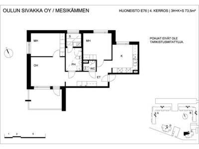 Vuokrataan Kerrostalo 3 huonetta - Oulu Hiironen J&auml;n&ouml;nkuja 2