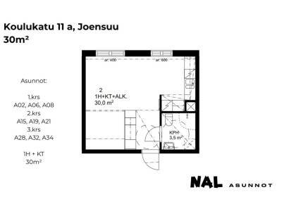 Vuokrataan Kerrostalo Yksi&ouml; - Joensuu Keskusta Koulukatu 11 a
