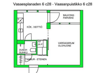 Vuokrataan Kerrostalo Yksi&ouml; - Vaasa Keskusta Vaasanpuistikko 6c 28
