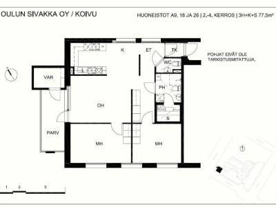 Vuokrataan Kerrostalo 3 huonetta - Oulu Keskusta Nummikatu 29