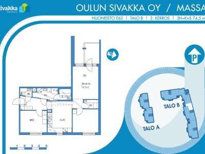 Vuokrataan Kerrostalo 3 huonetta - Oulu Toppila Paalikatu 6