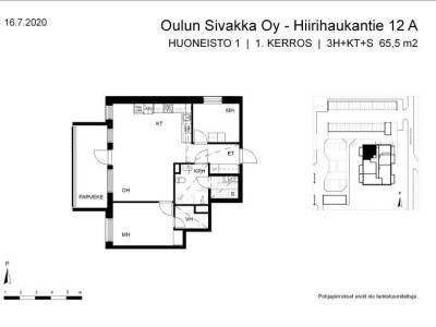 Vuokrataan Kerrostalo 3 huonetta - Oulu Kaukovainio Hiirihaukantie 12 A