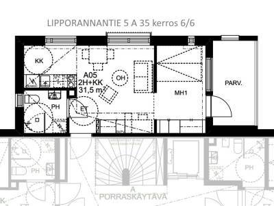 Vuokrataan Kerrostalo Kaksio - Oulu Lipporanta Lipporannantie 5 A